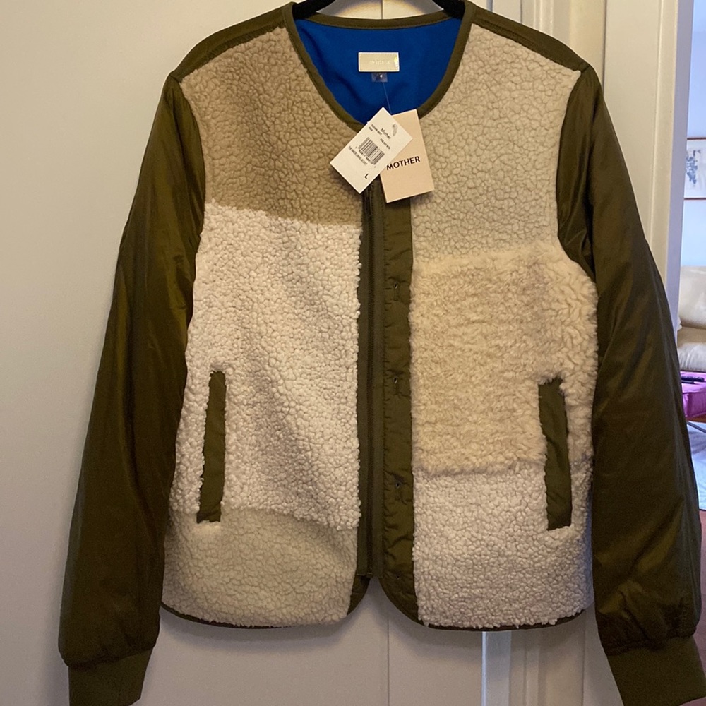 Mother”jacket faux fur mixed with quilted nylon new with tags